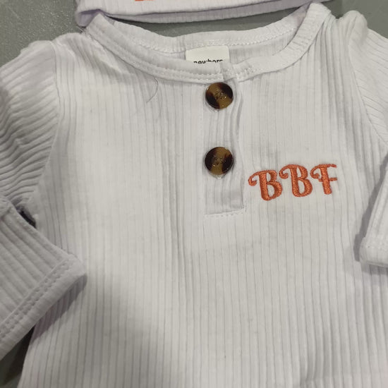 custom embroidered onesie & hat 