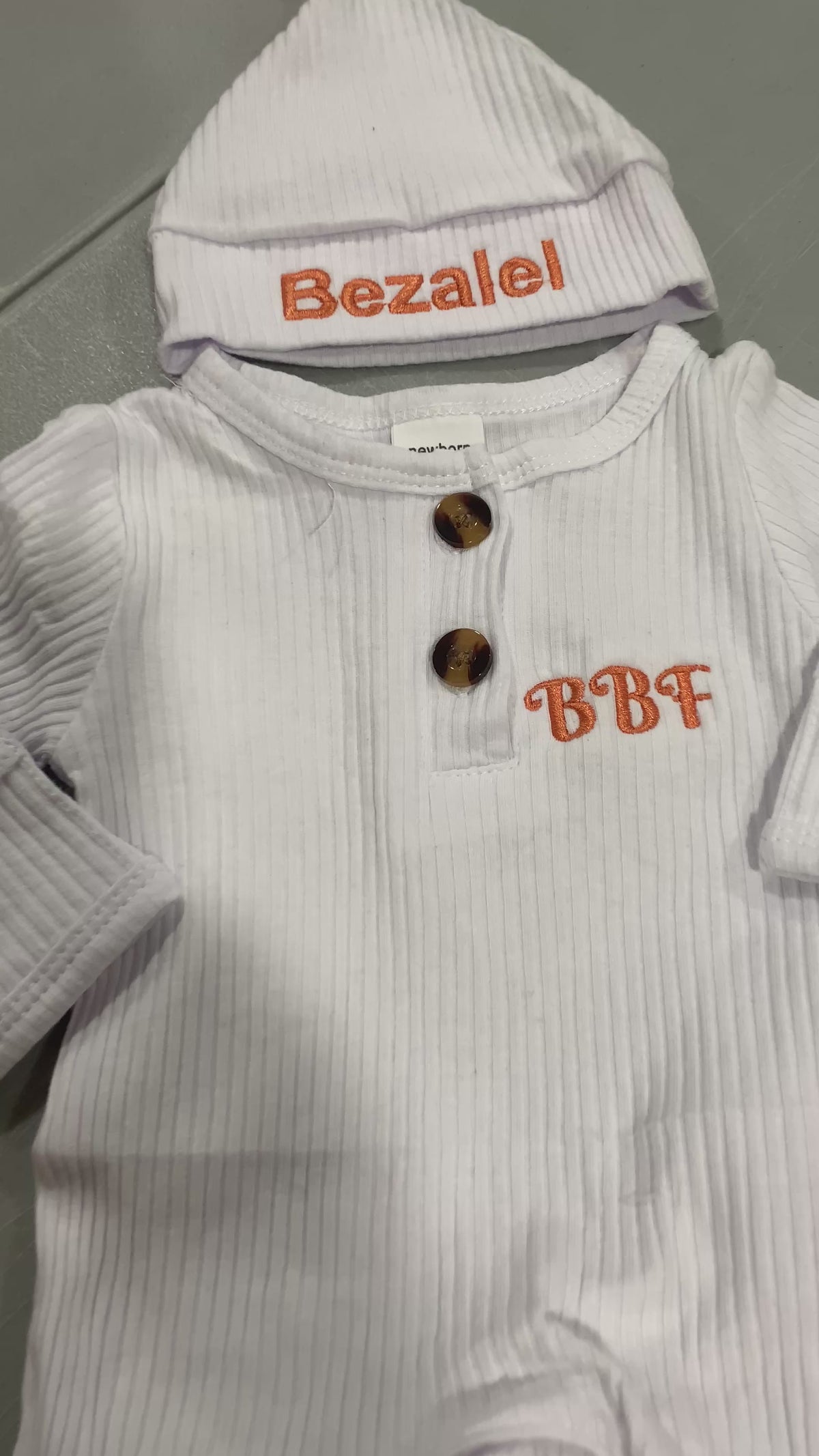 custom embroidered onesie & hat 