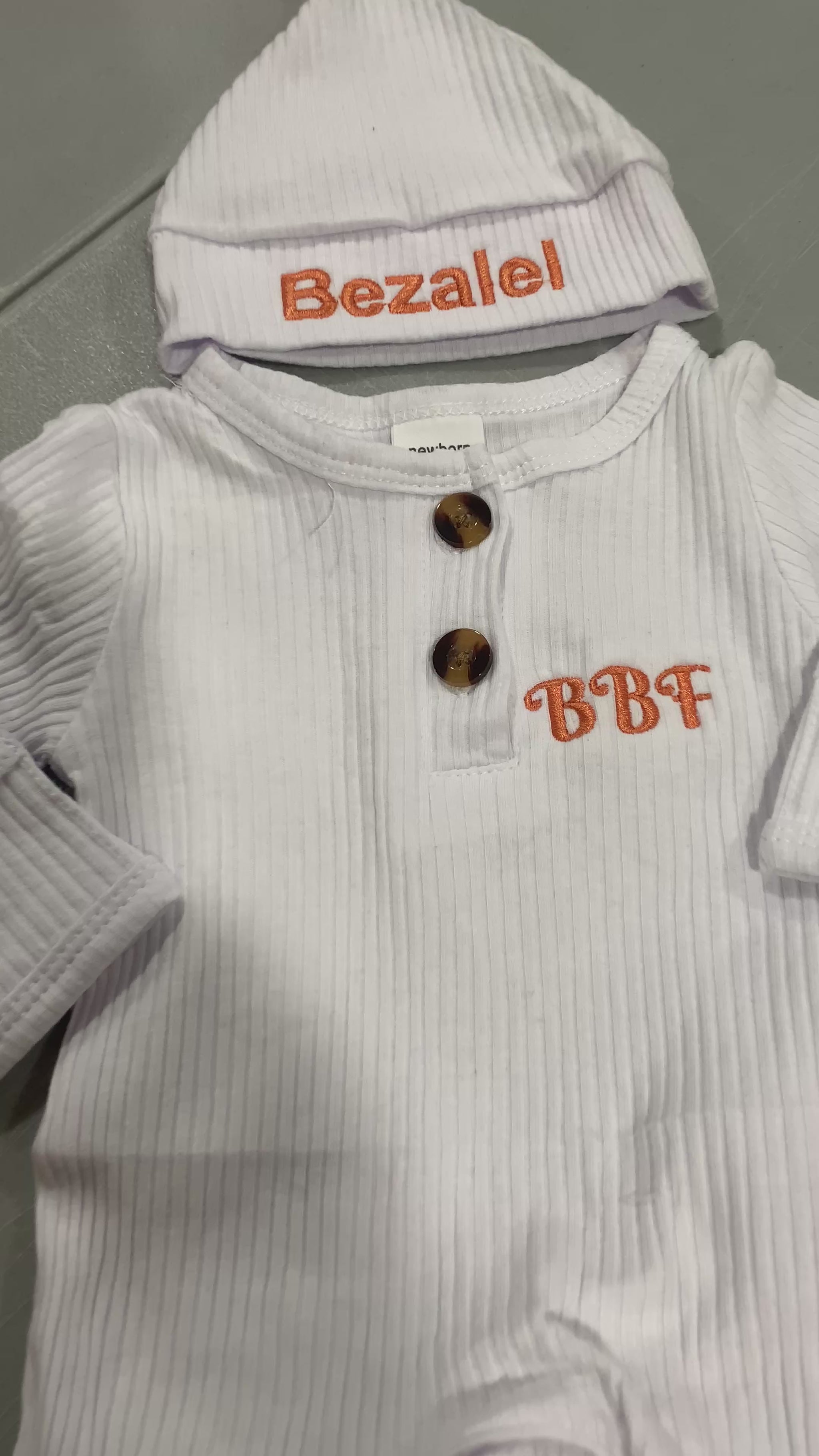 custom embroidered onesie & hat 