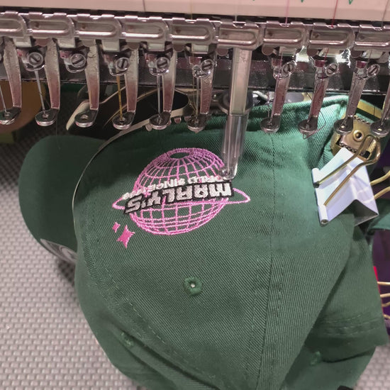 Embroidery on side of dad cap