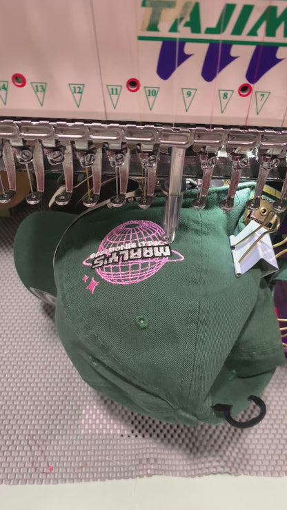 Embroidery on side of dad cap